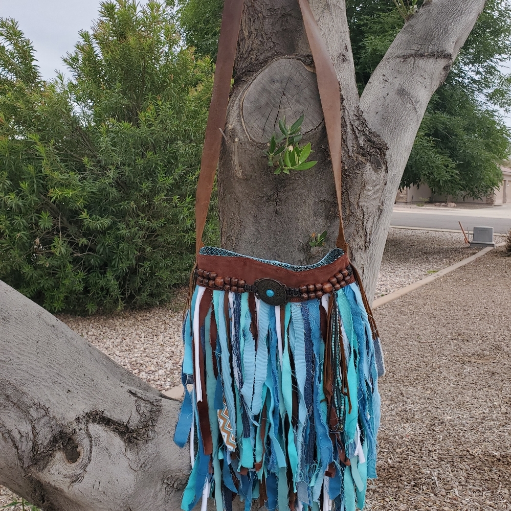 Upcycled fringe bag